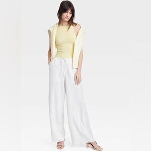 A New Day White Wide-Leg Linen Pants